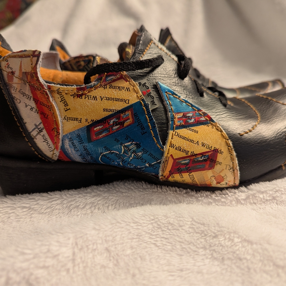 Colorful Patchwork Leather Shoes - image 1